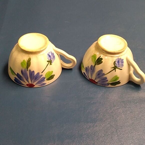 Vintage Blue Ridge Southern Pottery Footed Coffee/Tea Cups Floral Designs - Picture 5 of 8